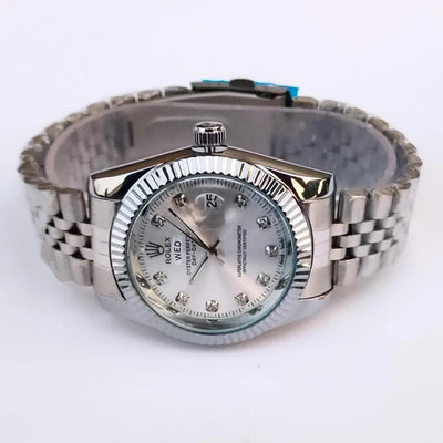 Classic Day-Date Homage Watch for Men -  Rolex Silver Tone, Jubilee Bracelet, Crystal Accents