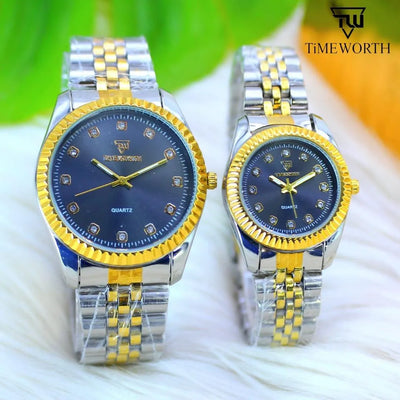 TIMEWORTH Elegant Black Couple's Watch Set | Diamond-Accent Quartz Wristwatches