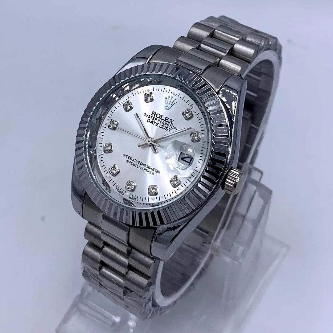 Elegant Silver Rolex Datejust Homage Watch