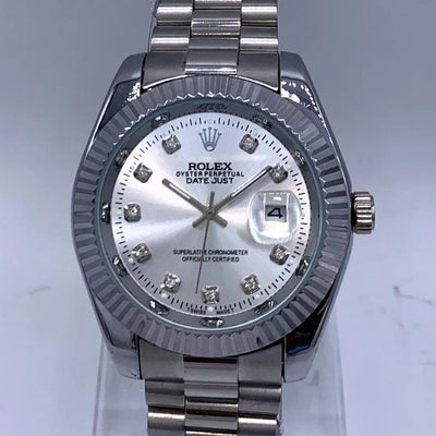 Elegant Silver Rolex Datejust Homage Watch