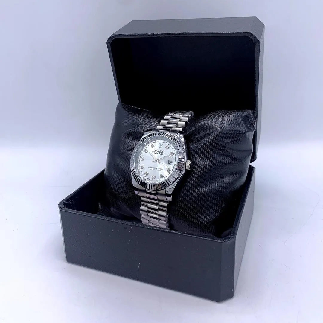 Elegant Silver Rolex Datejust Homage Watch