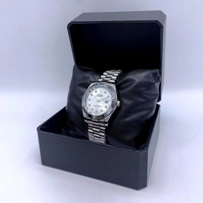 Elegant Silver Rolex Datejust Homage Watch