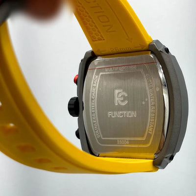 Ferrucci Function Men's Chronograph Watch - Yellow & Gunmetal Grey - Sport Silicon Strap