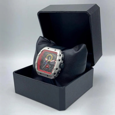 Ferrucci Function Chronograph Men's Watch - Bold Red & Yellow Bezel - Black Silicone Strap
