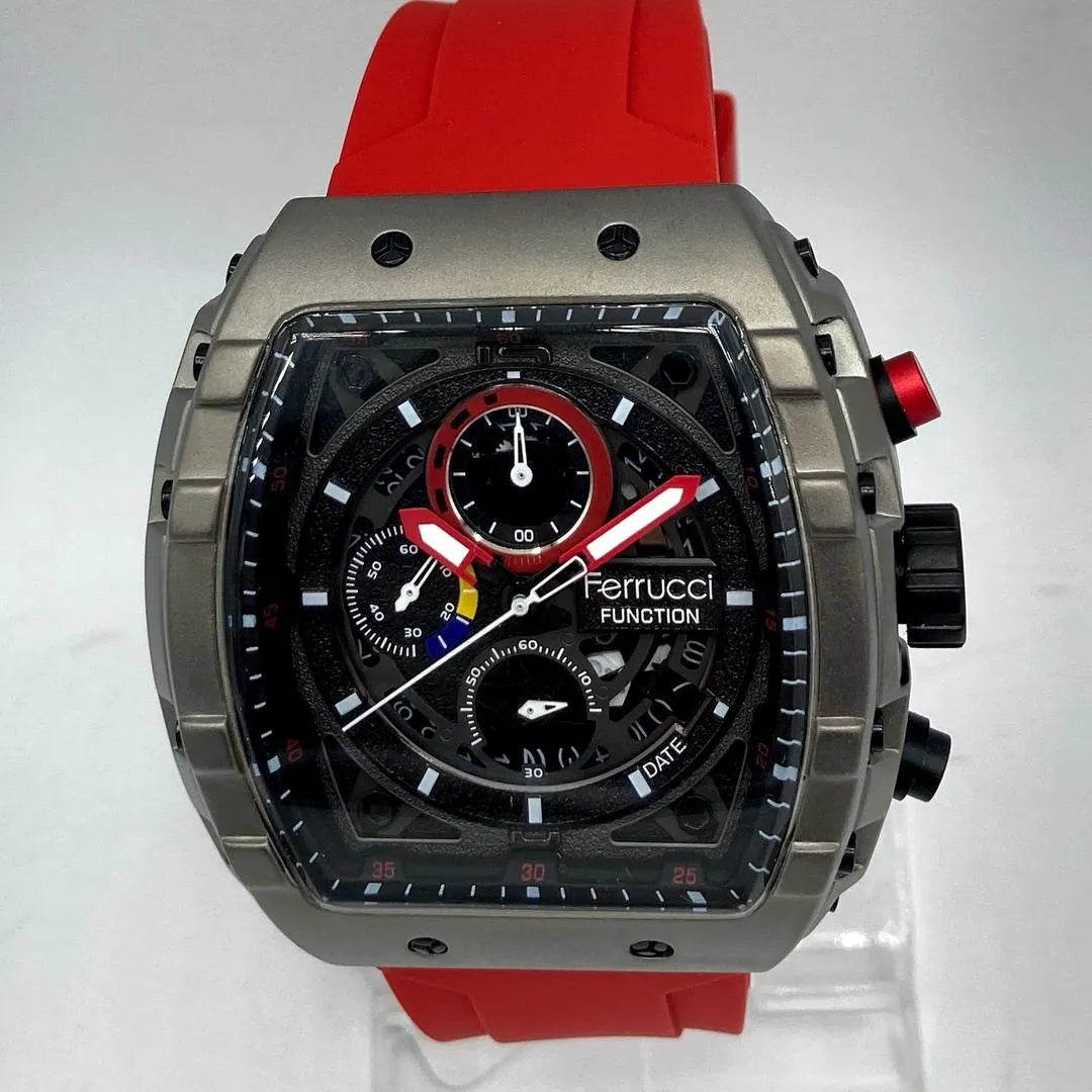 Ferrucci Quartz Chrono Watch - Square-Cased Function Model with Date Display