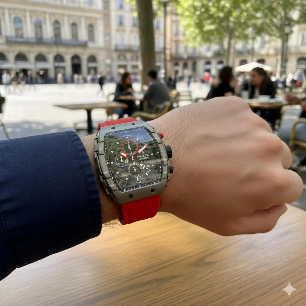 Ferrucci Quartz Chrono Watch - Square-Cased Function Model with Date Display